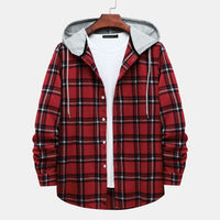 Larissa Shirt with Checked and Hood in Red