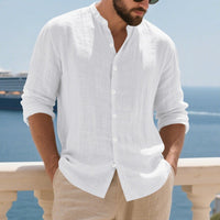 Lars Airy Linen Shirt with Long Sleeve in White
