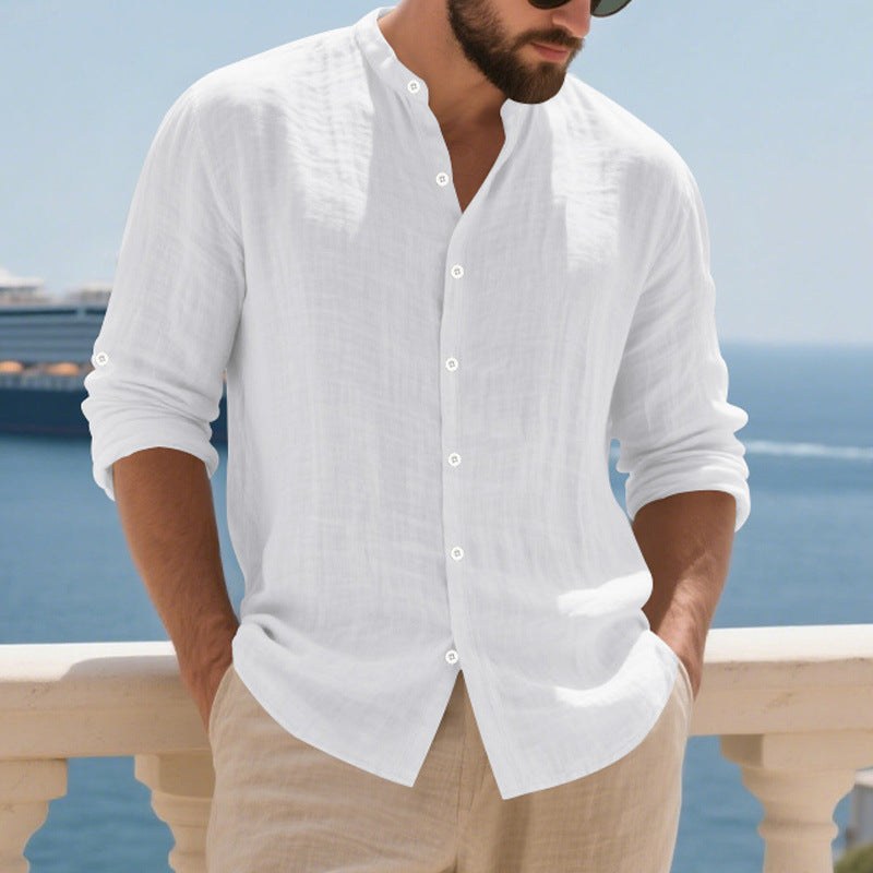 Lars Airy Linen Shirt with Long Sleeve in White