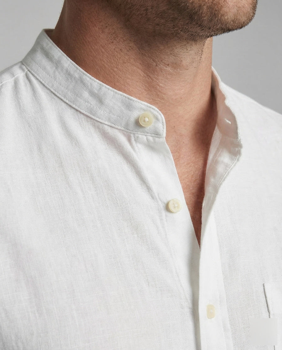 Lars Linen Shirt with Stand Collar