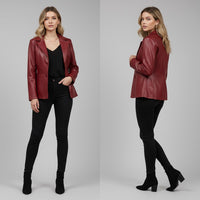 Laura Lambskin Blazer in Cabernet