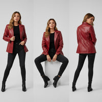 Laura Lambskin Blazer in Cabernet