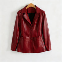 Laura Lambskin Blazer in Cabernet