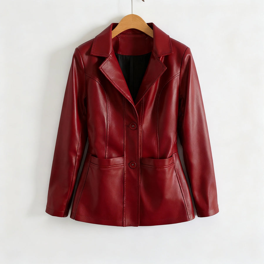 Laura Lambskin Blazer in Cabernet
