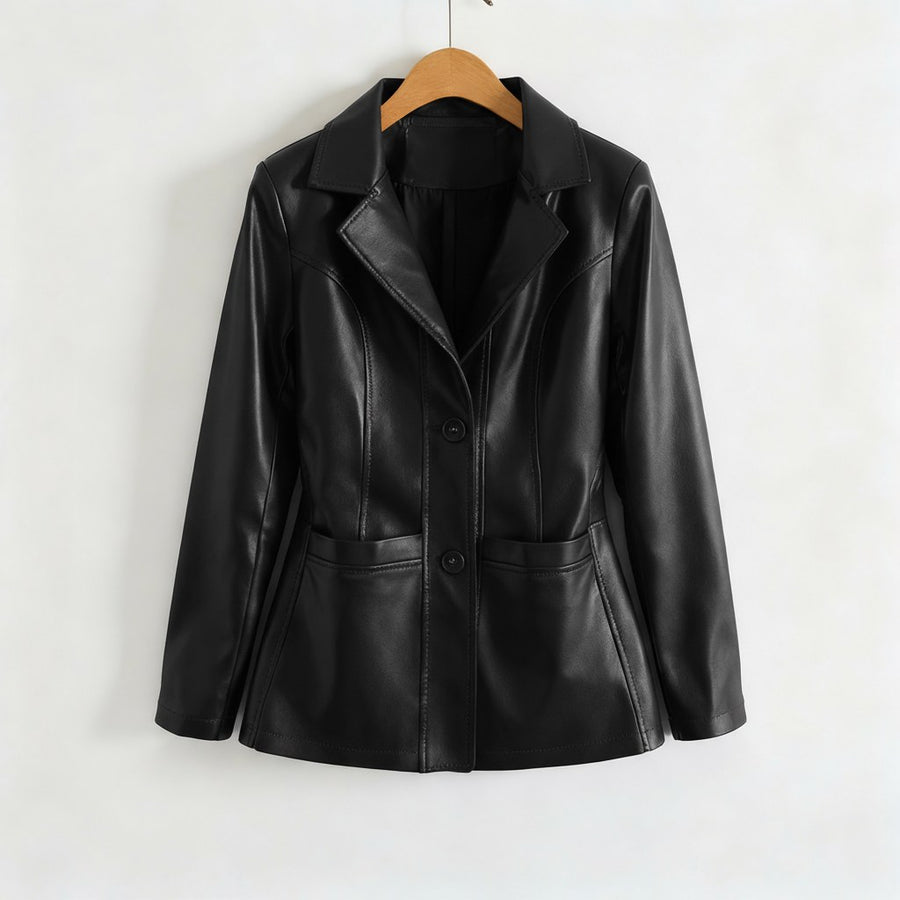 Laura Lambskin Blazer in Charcoal