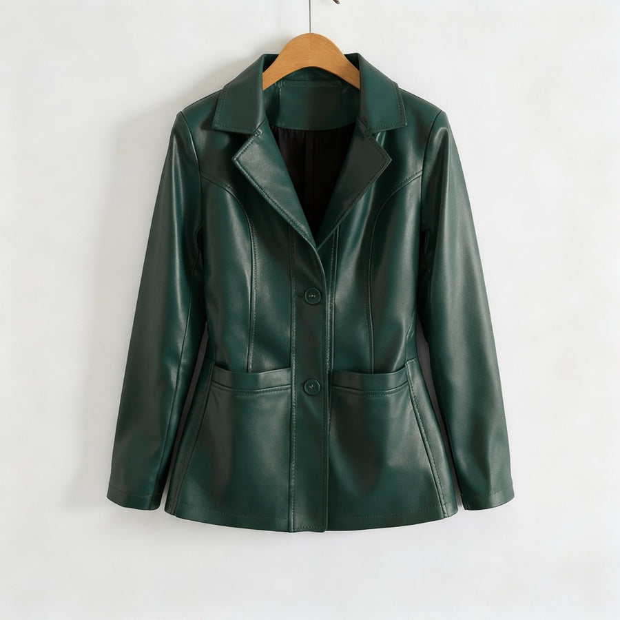 Laura Lambskin Blazer in Emerald