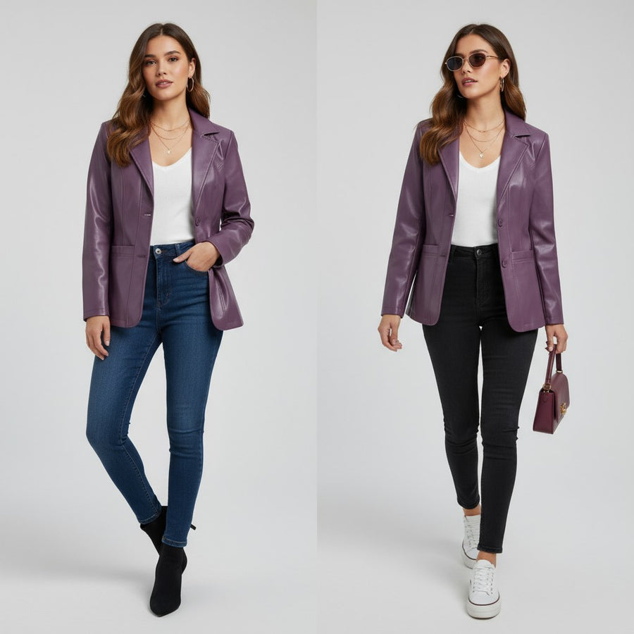 Laura Lambskin Blazer in Lavender