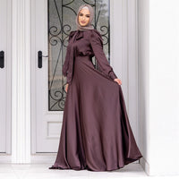 Laurel Elegant Dress with Belted in Rotbraun