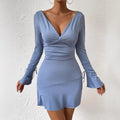 Laurel Elegant Dress with V-Neck and Ruffles