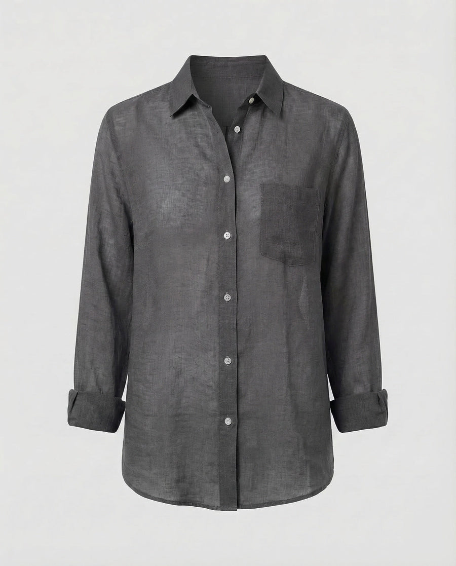 Laurel Linen Blouse in Brown