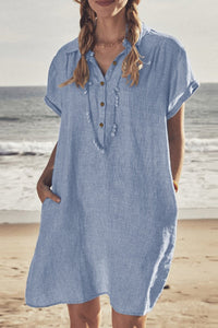 Laurel Linen Dress in Blue