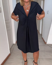 Laurence™ Elegant Ruched Dress with V-Neck