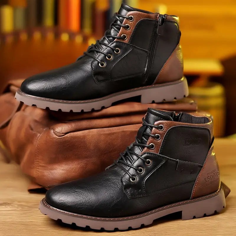 Laurens Boots with Zip Front in Black
