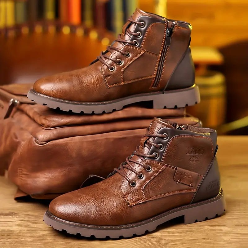 Laurens Boots with Zip Front in Brown