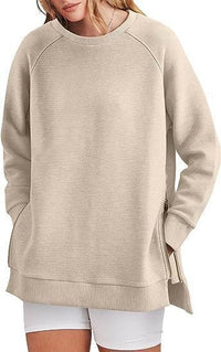 Laurens Casual Shirt with Zip Front and Pockets in Beige