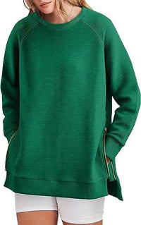 Laurens Casual Shirt with Zip Front and Pockets in Deep Green