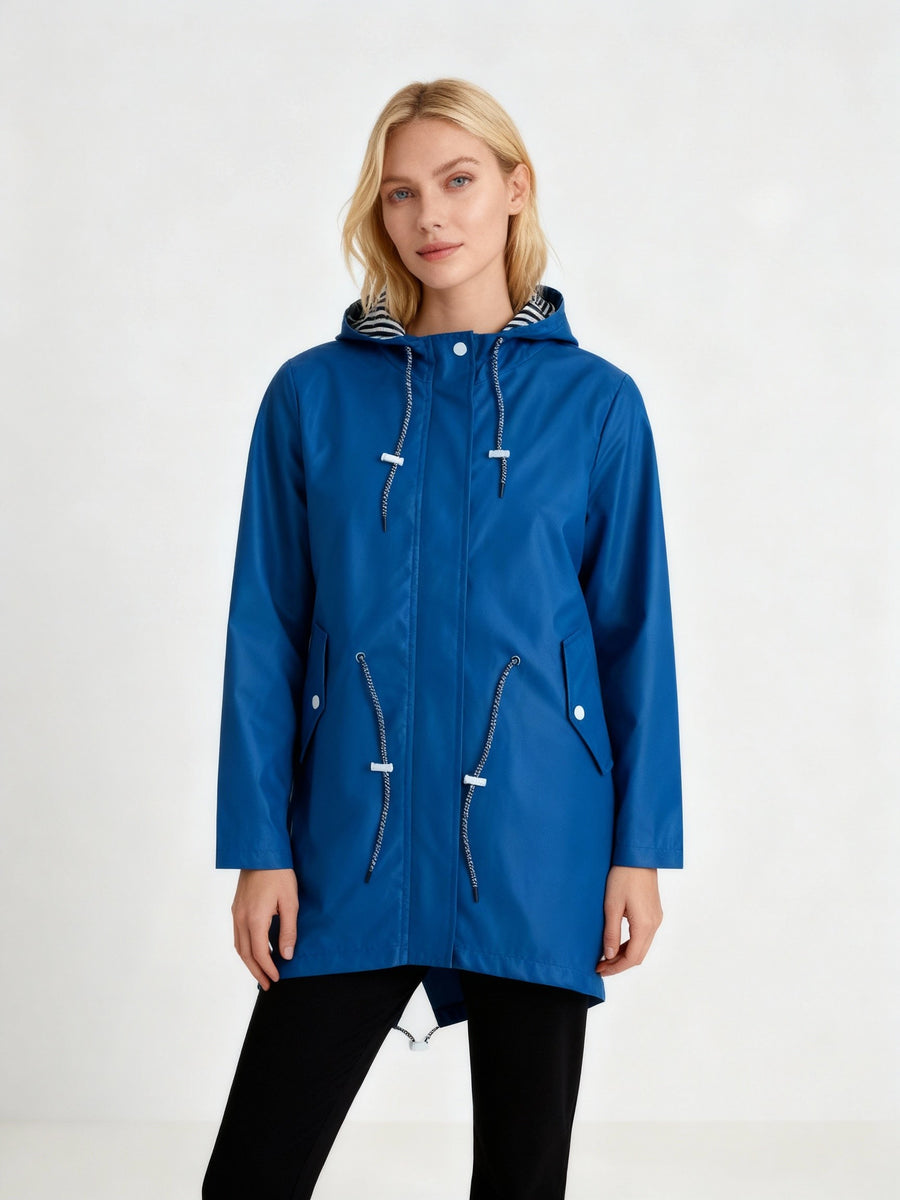 Laurens Coat with Hood in Blue