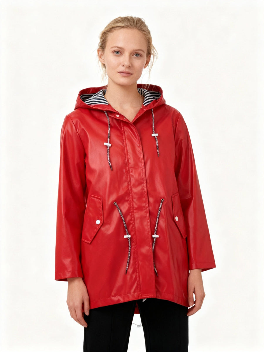Laurens Coat with Hood in Red