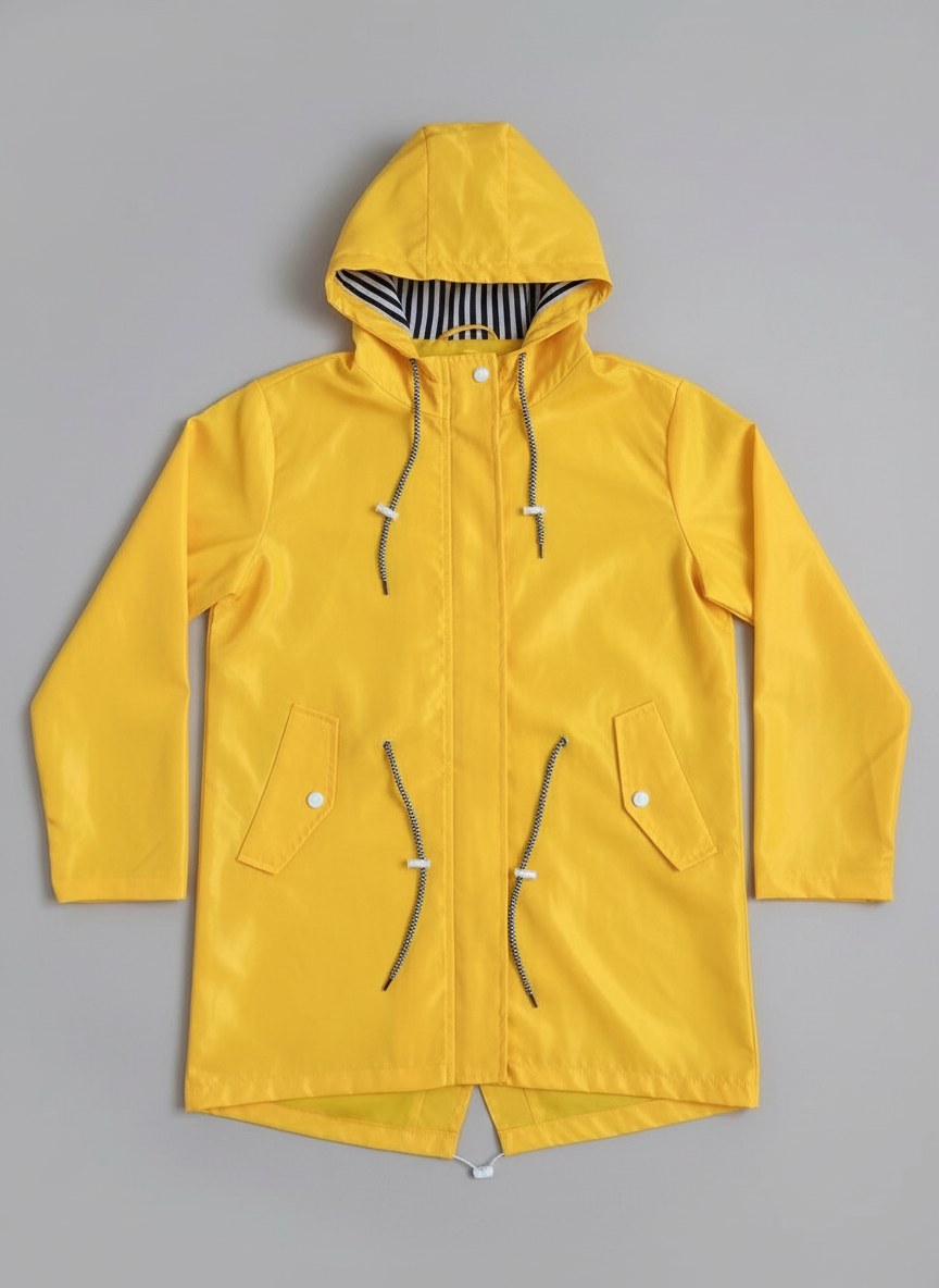 Laurens Coat with Hood in Yellow