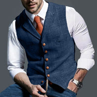Laurens Linen Vest in Blue