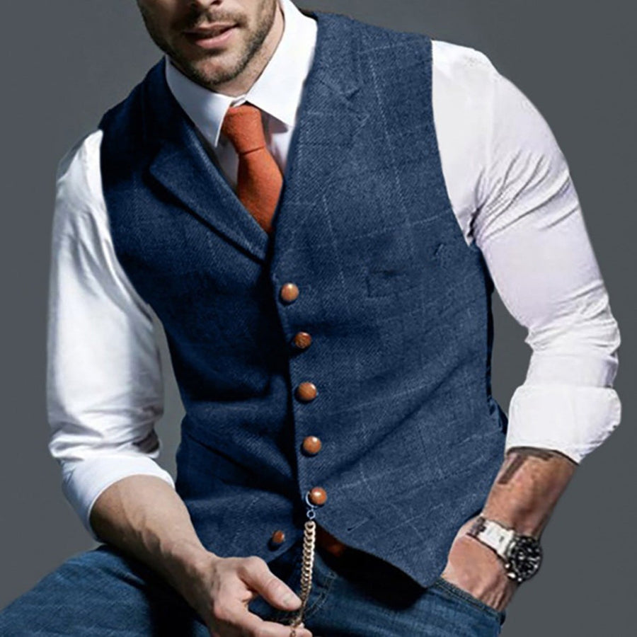 Laurens Linen Vest in Blue