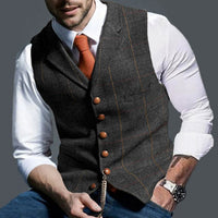 Laurens Linen Vest in Dark Grey