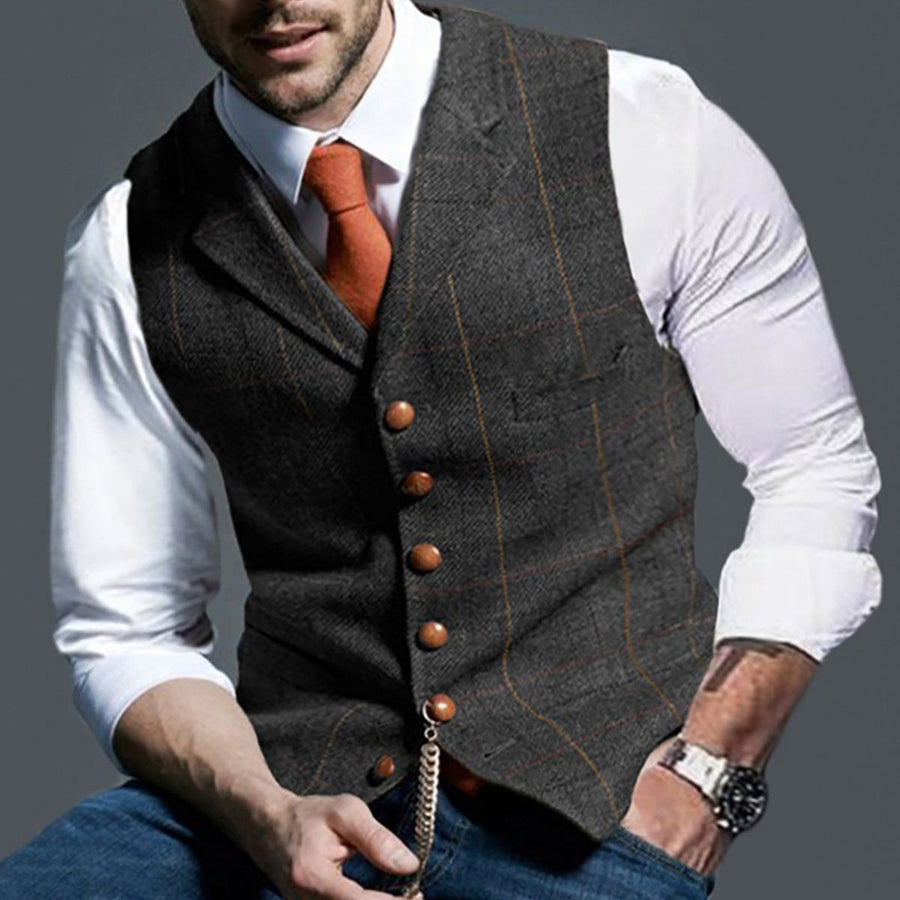 Laurens Linen Vest in Dark Grey
