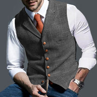 Laurens Linen Vest in Light Grey