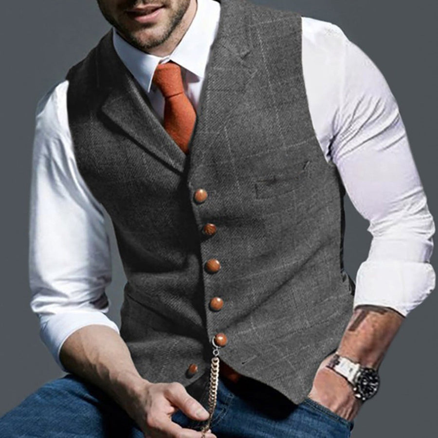 Laurens Linen Vest in Light Grey