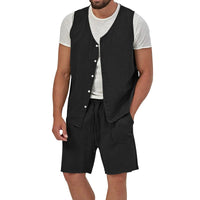 Laurens Vest with Sleeveless and Pockets in Black