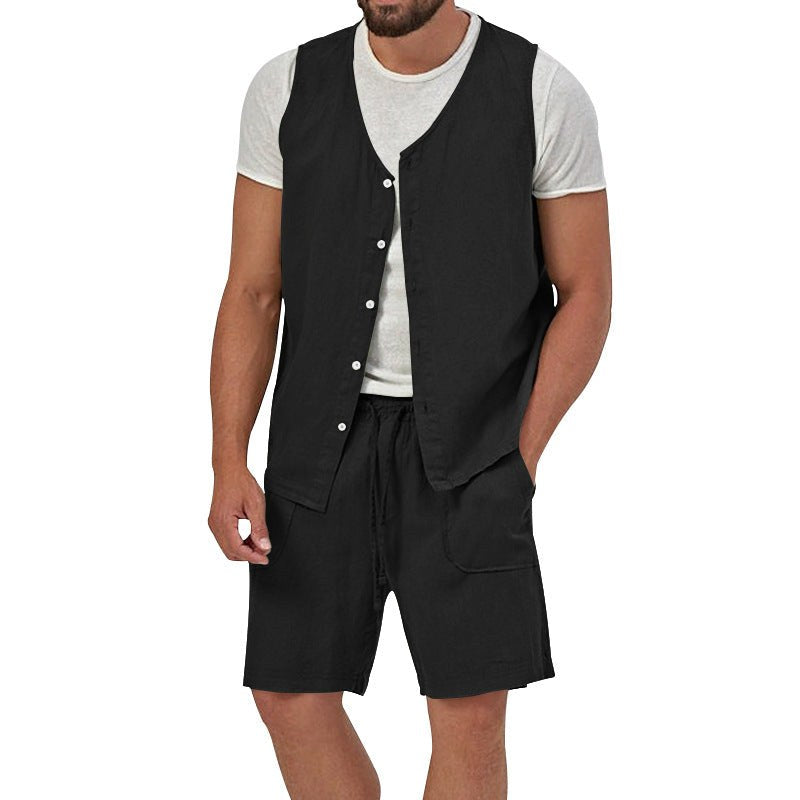 Laurens Vest with Sleeveless and Pockets in Black