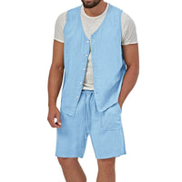 Laurens Vest with Sleeveless and Pockets in Light Blue