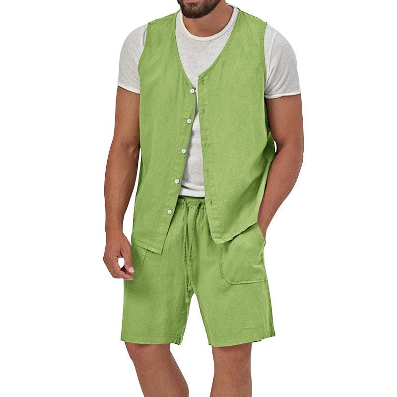 Laurens Vest with Sleeveless and Pockets in Light Green