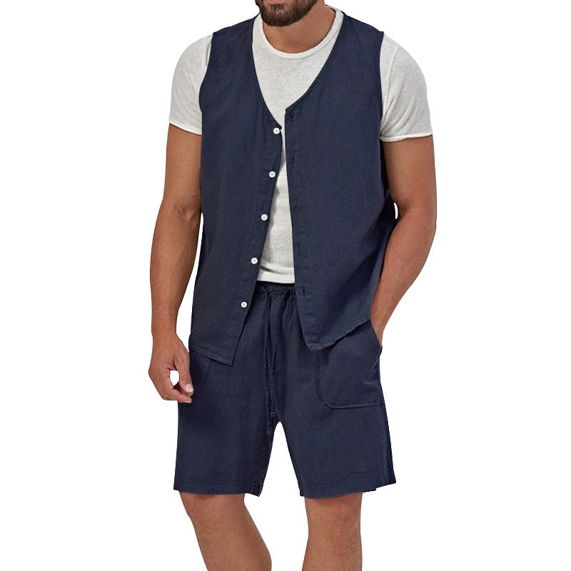 Laurens Vest with Sleeveless and Pockets in Marinr&Blau