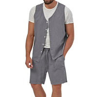 Laurens Vest with Sleeveless and Pockets in Mid Grey