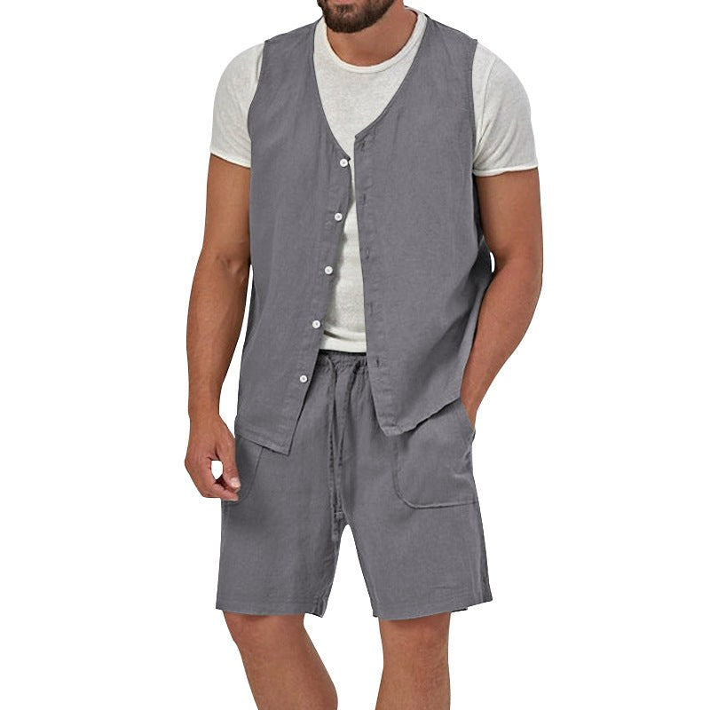 Laurens Vest with Sleeveless and Pockets in Mid Grey