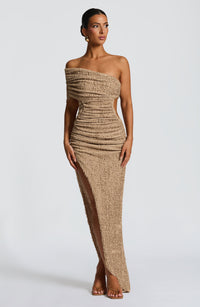 Mallory Midi Dress – Beige
