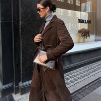 Lavinia Elegant Leather Coat with Belted