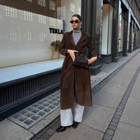 Lavinia Elegant Leather Coat with Belted
