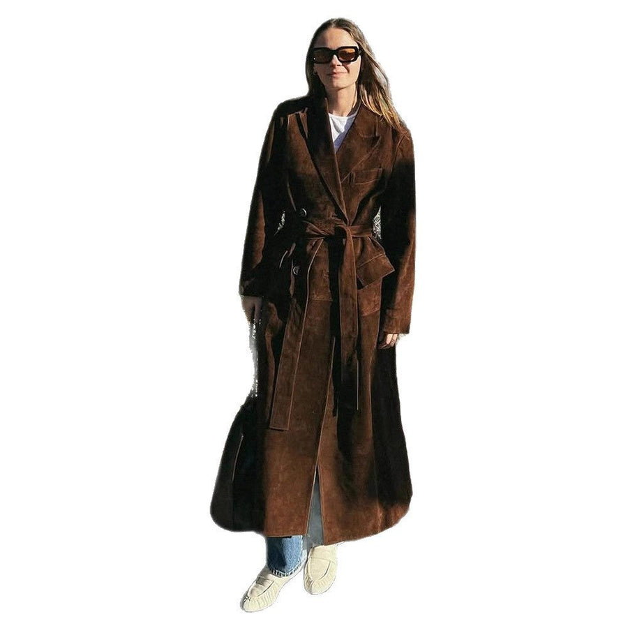 Lavinia Elegant Leather Coat with Belted