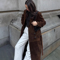 Lavinia Elegant Leather Coat with Belted