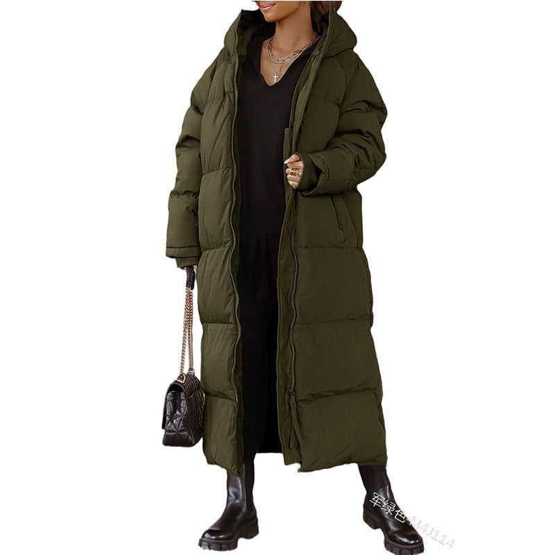 Lavinia Quilted Jacket with Hood in Olive Green