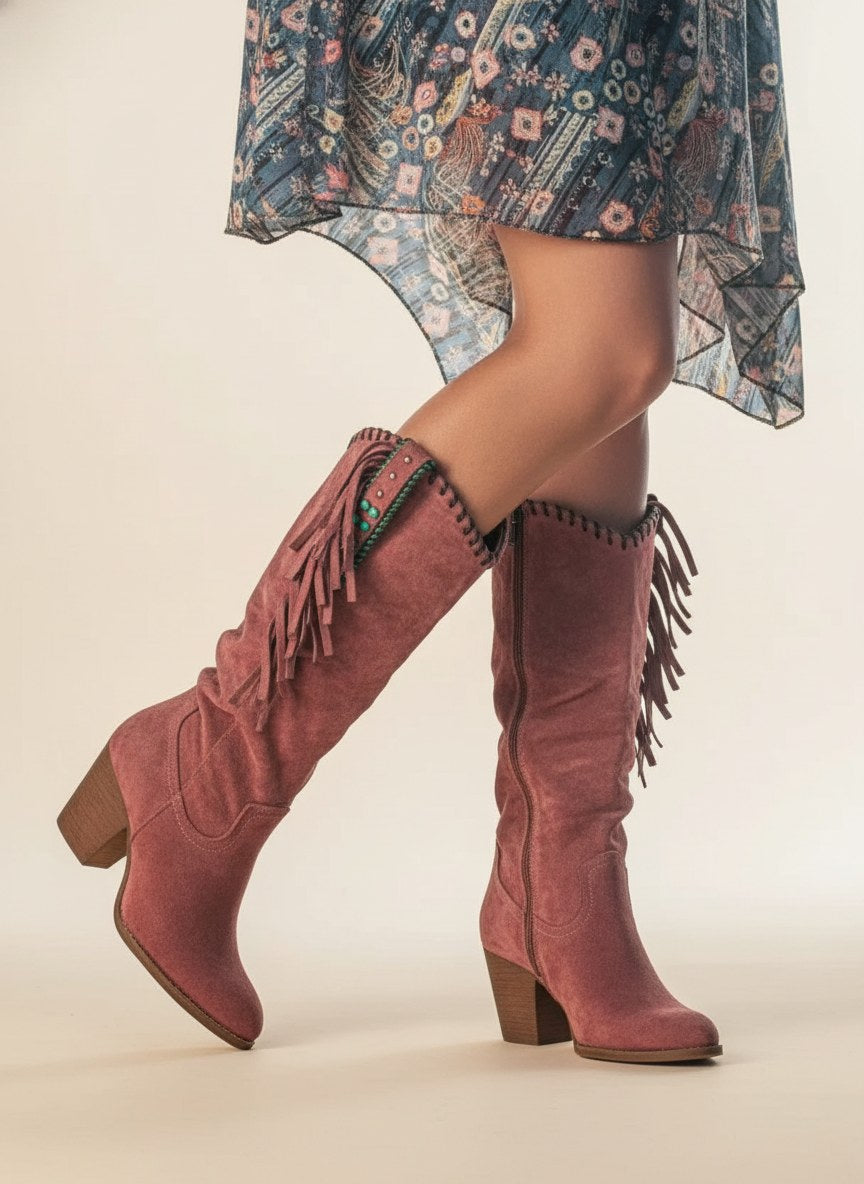 Lavinia Women's Fringe Knee High Boots