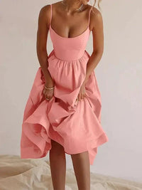 Lavinia Women's Spaghetti Strap Midi Flare Dress in Pink