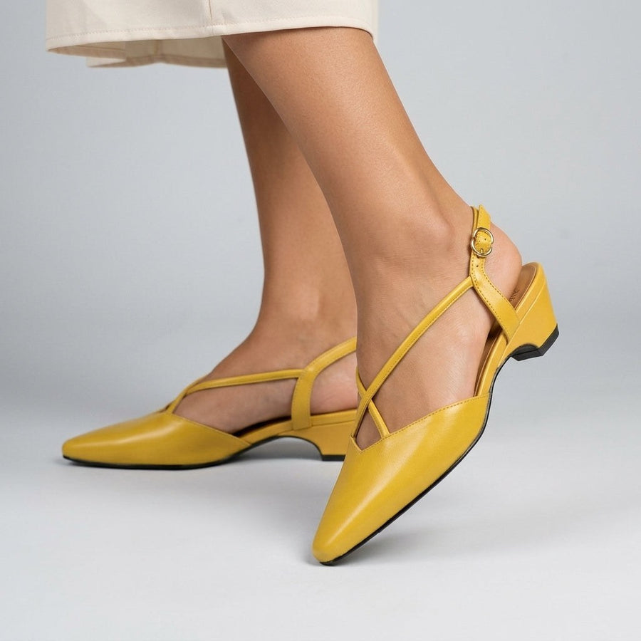 Leah Pointed Toe Slingback in Yellow