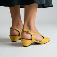 Leah Pointed Toe Slingback in Yellow