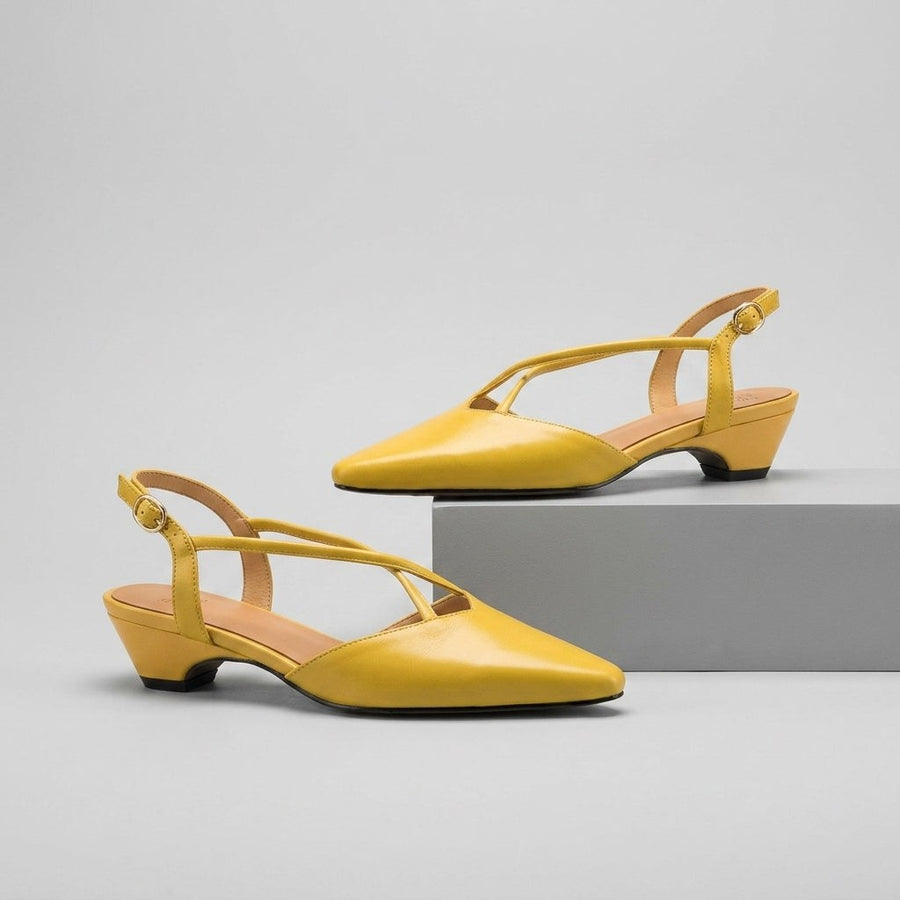 Leah Pointed Toe Slingback in Yellow