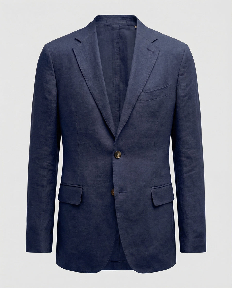 Leander Linen Blazer in Navy