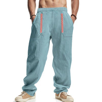 Leander Linen Blend Trousers with Side Pockets and Pockets in Light Green