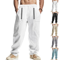 Leander Linen Blend Trousers with Side Pockets and Pockets